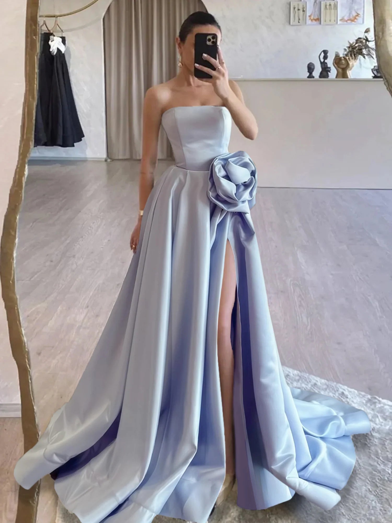 Fashionable Women's Outfit Redefining Women's Fashion Evening Dress Strapless Satin High Split Sweep Train Exquisite High Quality Formal Women's Dresses Fashionable Women's Outfit Redefining Women's Fashion Evening Dress Strapless Satin High Split Sweep Train Exquisite High Quality Formal Women's Dresses