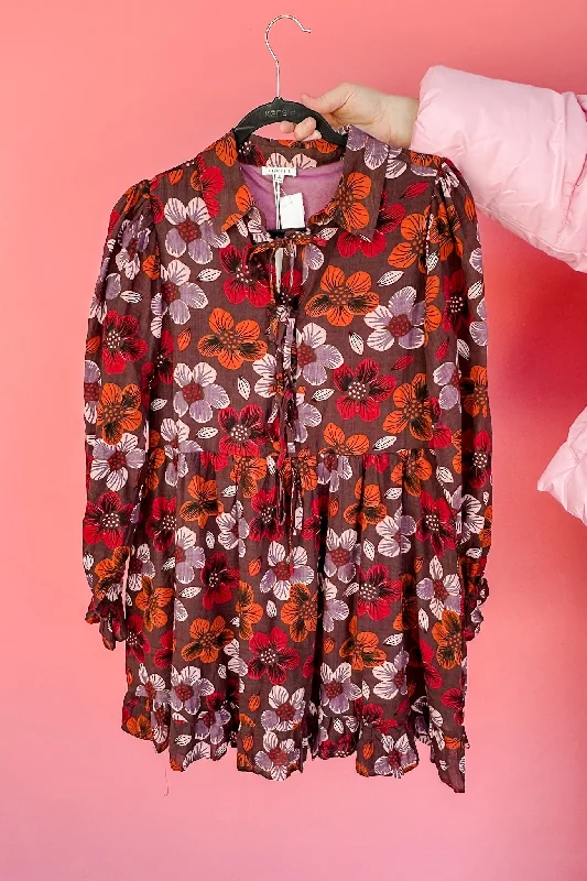 Casual Outfit For Women Exclusive Discounts Multi Color Floral Front Tie Bow Pocketed Long Sleeve Dress Casual Outfit For Women Exclusive Discounts Multi Color Floral Front Tie Bow Pocketed Long Sleeve Dress