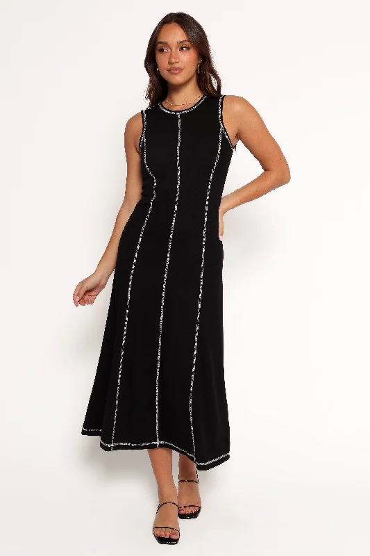 Women's Vintage Garments Holiday Glam Kyrie Midi Dress - Black White