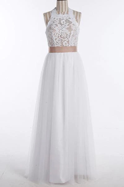 Women's Clothing For Casual Outings Discounts On Casual Weekend Styles Simple A-Line White Open Back Jewel Sleeveless Floor-Length Lace Top Halter Wedding Dress Women's Clothing For Casual Outings Discounts On Casual Weekend Styles Simple A-Line White Open Back Jewel Sleeveless Floor-Length Lace Top Halter Wedding Dress