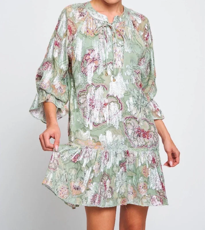 Women's Urban Clothing Trend Alert Harriet Metallic Mini Dress In Green