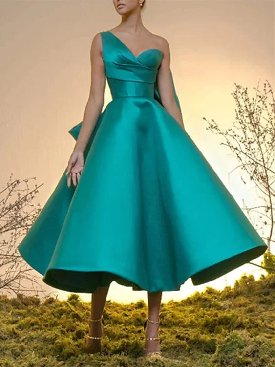 Women's Transitional Apparel Save Big Ball Gown Cocktail Dresses 1950s Dress Homecoming Tea Length Sleeveless One Shoulder Satin with Bow S2671 Women's Transitional Apparel Save Big Ball Gown Cocktail Dresses 1950s Dress Homecoming Tea Length Sleeveless One Shoulder Satin with Bow S2671