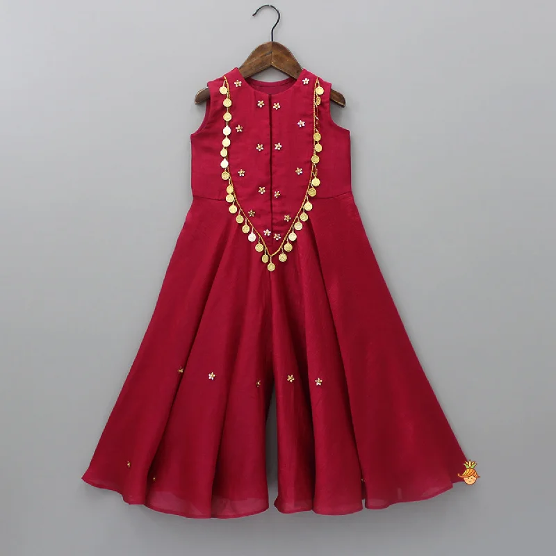 Women's Formal Clothes Designer Wear On Sale Ethnic Floral Sequins Work Flowy Jumpsuit