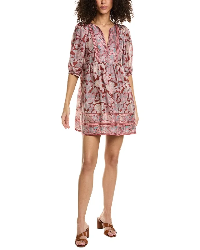 Chic Women's Outfit Vibrant Femme Fashion ba&sh Elbow Sleeve Silk Mini Dress