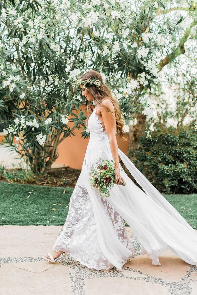 Women's Clothing For Holiday Travel Feminine Soft - Hued Styles Simple Boho Spaghetti Straps Sweetheart Backless Chiffon Beach Wedding Dresses Women's Clothing For Holiday Travel Feminine Soft - Hued Styles Simple Boho Spaghetti Straps Sweetheart Backless Chiffon Beach Wedding Dresses