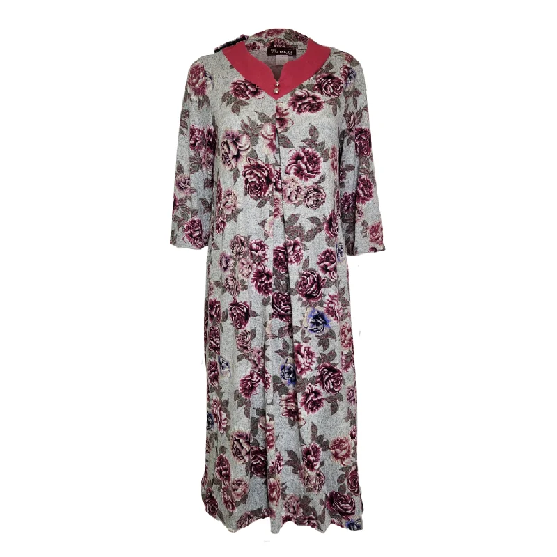 Women's Elegant Evening Outfit Casual Fashion Adaptive Dress with Notched Neckline - Pink Floral Women's Elegant Evening Outfit Casual Fashion Adaptive Dress with Notched Neckline - Pink Floral