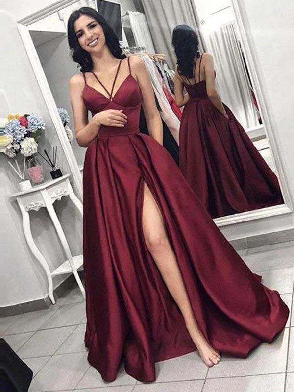 Stylish Clothes For Women New In This Season A-Line/Princess Sleeveless Spaghetti Straps Sweep/Brush Train Ruffles Satin Dresses Stylish Clothes For Women New In This Season A-Line/Princess Sleeveless Spaghetti Straps Sweep/Brush Train Ruffles Satin Dresses