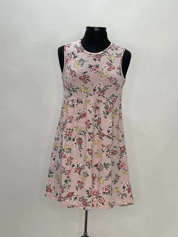 Women's Clothes And Garments Playful Elegance Floral Stretch Pleated Dress - Pink