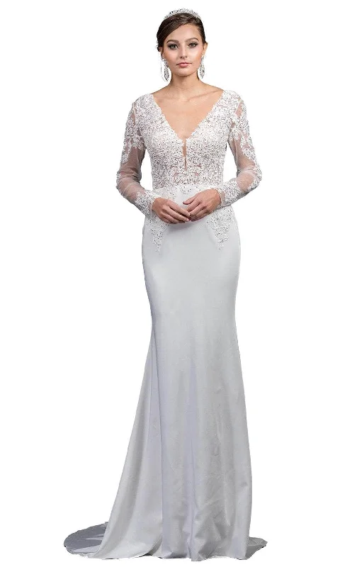Women's Clothing For Work Disco - Inspired Retro Dance Look Dancing Queen 0052 - Embroidered Low V-Back Wedding Gown Women's Clothing For Work Disco - Inspired Retro Dance Look Dancing Queen 0052 - Embroidered Low V-Back Wedding Gown