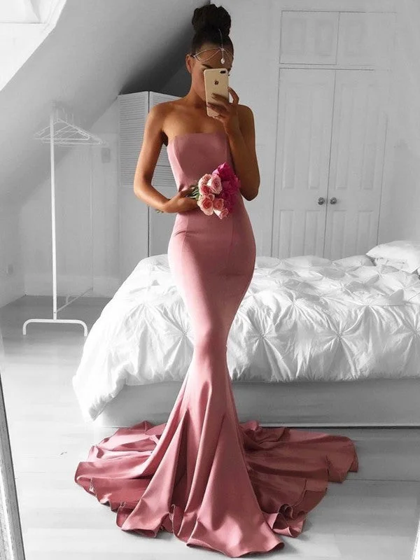 Women's Evening Clothes Must Haves Trumpet/Mermaid Stretch Crepe Ruffles Strapless Sleeveless Sweep/Brush Train Dresses Women's Evening Clothes Must Haves Trumpet/Mermaid Stretch Crepe Ruffles Strapless Sleeveless Sweep/Brush Train Dresses