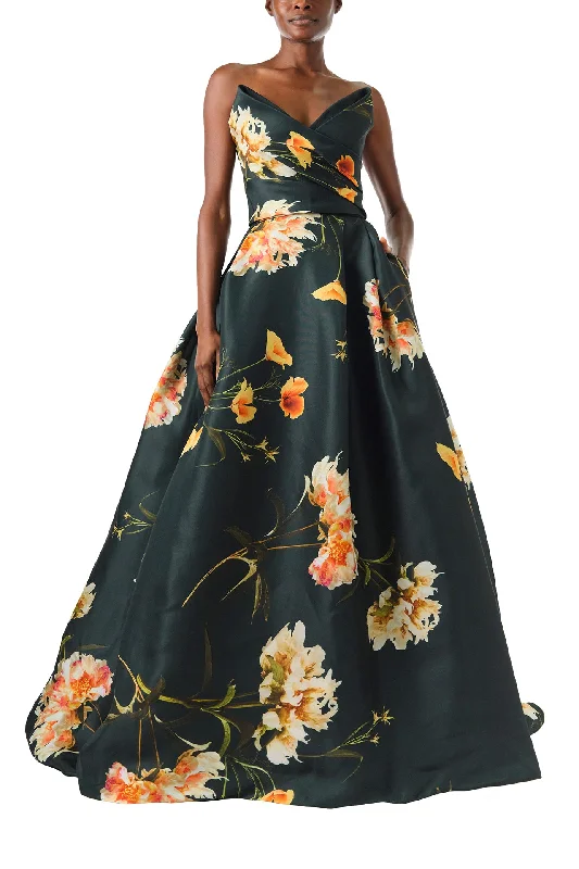 Luxury Women's Clothing Crazy Discounts, Hurry Up Strapless Draped Floral Ball Gown Luxury Women's Clothing Crazy Discounts, Hurry Up Strapless Draped Floral Ball Gown