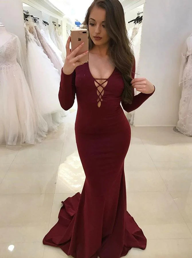 Women's Stylish Professional Garments Limited Time Deal Satin Fabulous Black Halter Deep V-neck Long Sleeve Sexy Prom Dresses Women's Stylish Professional Garments Limited Time Deal Satin Fabulous Black Halter Deep V-neck Long Sleeve Sexy Prom Dresses