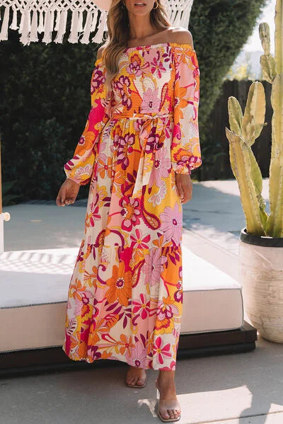 Women's Outerwear Clothing Limited-Time Offer Printed Off-Shoulder Balloon Sleeve Maxi Dress Women's Outerwear Clothing Limited-Time Offer Printed Off-Shoulder Balloon Sleeve Maxi Dress