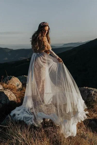Timeless Women's Outfit Trend Alert Polka Dot Long Sleeve Boho Wedding Dresses Lace Bohemian Backless Wedding Gowns Timeless Women's Outfit Trend Alert Polka Dot Long Sleeve Boho Wedding Dresses Lace Bohemian Backless Wedding Gowns
