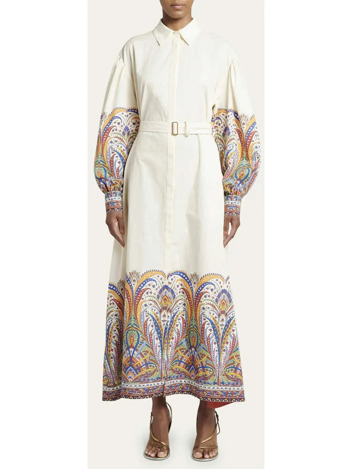 Women's Evening Attire Trend Alert Paisley-Print Belted Maxi Dress