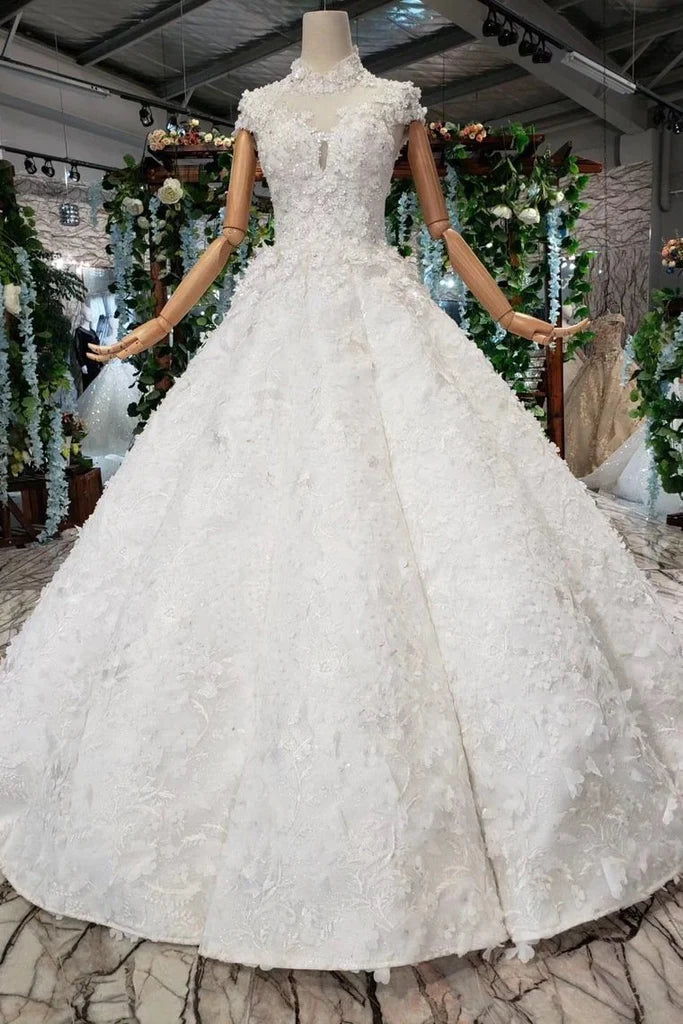 Women's Plus-Size Outfit First Order Discount New Arrival Wedding Dresses Cap Sleeves High Neck Ball Gown With Appliques Women's Plus-Size Outfit First Order Discount New Arrival Wedding Dresses Cap Sleeves High Neck Ball Gown With Appliques