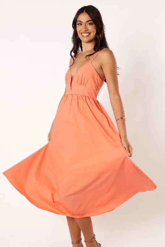 Formal Garments For Women Chic & Cozy Collection Noira Midi Dress - Apricot