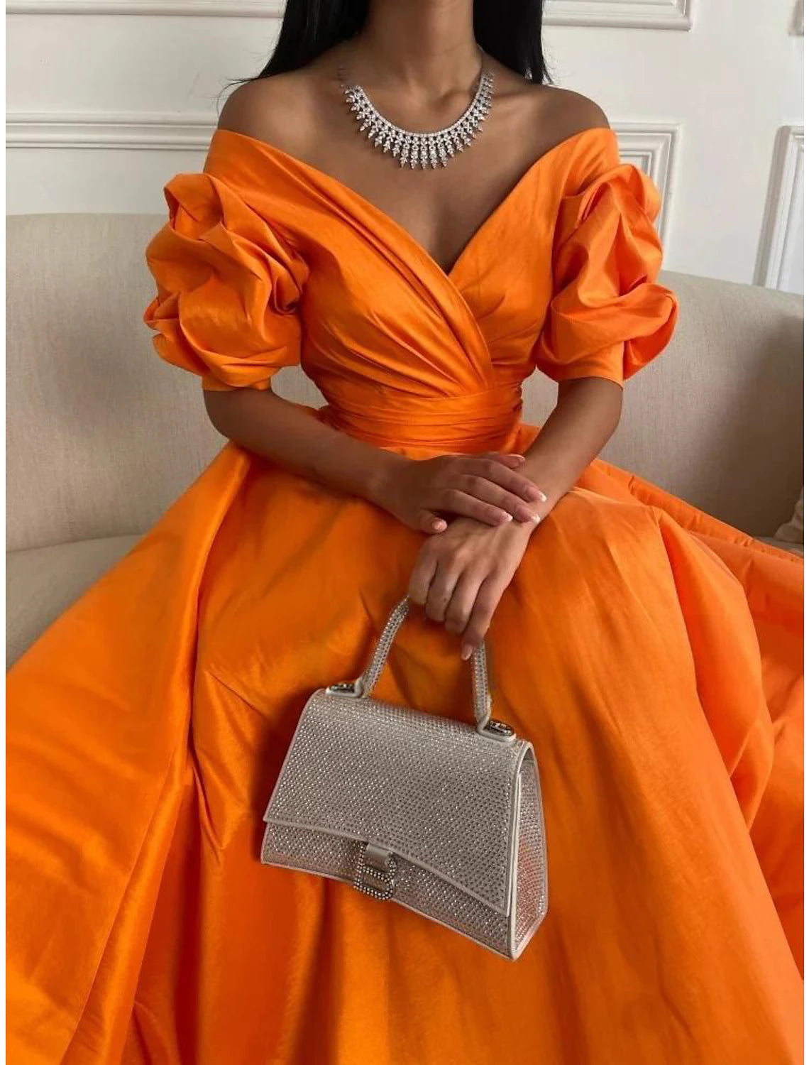 Women's Comfortable Apparel Chic Outfits A-Line Evening Gown Elegant Dress Formal Prom Floor Length 3/4 Length Sleeve Sweetheart Satin with Ruched Women's Comfortable Apparel Chic Outfits A-Line Evening Gown Elegant Dress Formal Prom Floor Length 3/4 Length Sleeve Sweetheart Satin with Ruched