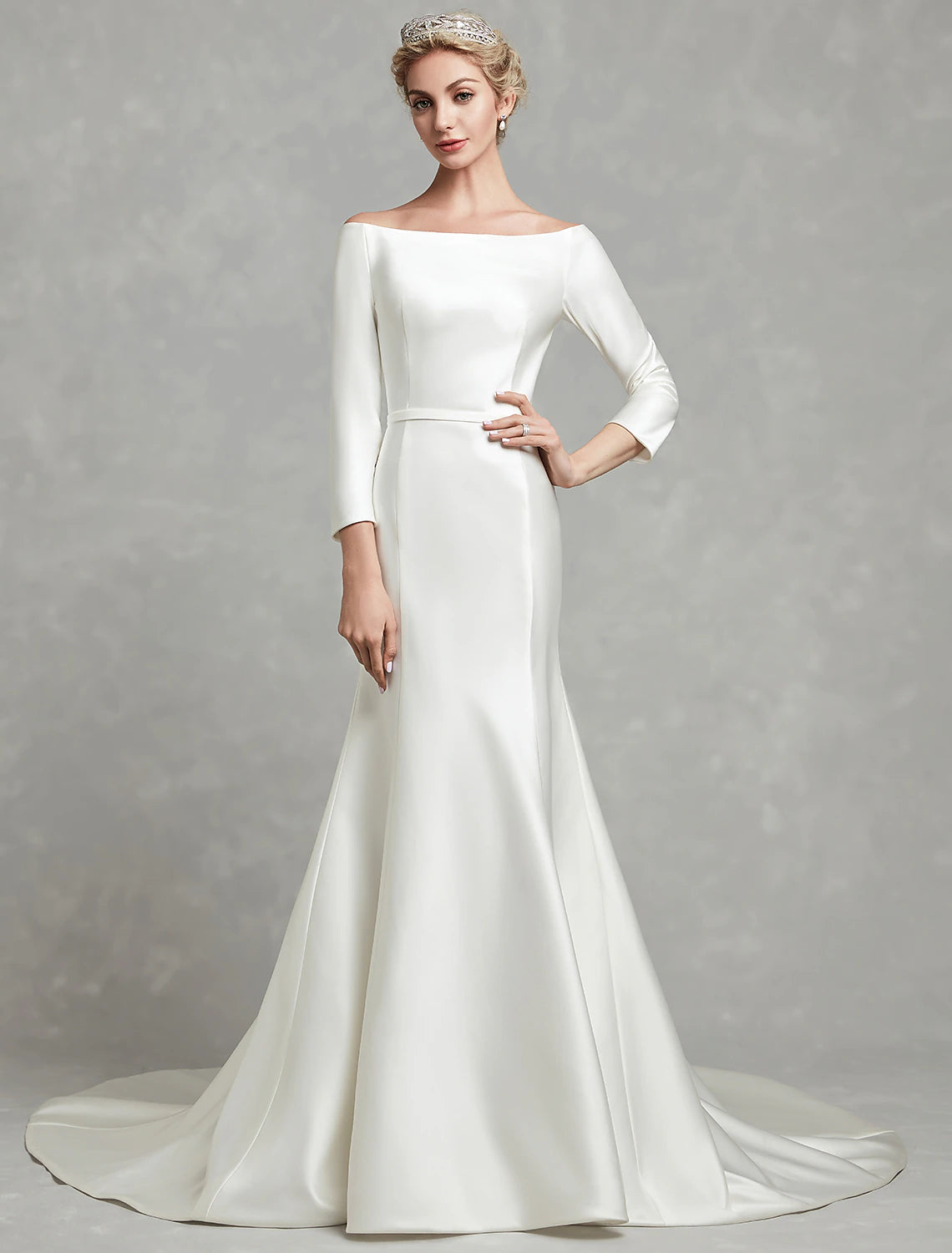 Stylish Clothes For Women Artful Design Casual Fall Wedding Dresses Mermaid / Trumpet Off Shoulder 3/4 Length Sleeve Chapel Train Satin Bridal Gowns With Pleats Summer Wedding Party Women's Clothing Stylish Clothes For Women Artful Design Casual Fall Wedding Dresses Mermaid / Trumpet Off Shoulder 3/4 Length Sleeve Chapel Train Satin Bridal Gowns With Pleats Summer Wedding Party Women's Clothing