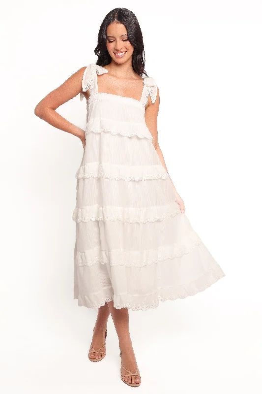 Women's Activewear Garments Timeless Elegance Redefined Harriette Midi Dress - White Women's Activewear Garments Timeless Elegance Redefined Harriette Midi Dress - White