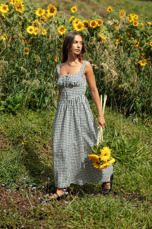 Timeless Women's Apparel Wardrobe Upgrade Kinslee Midi Dress - Black Gingham
