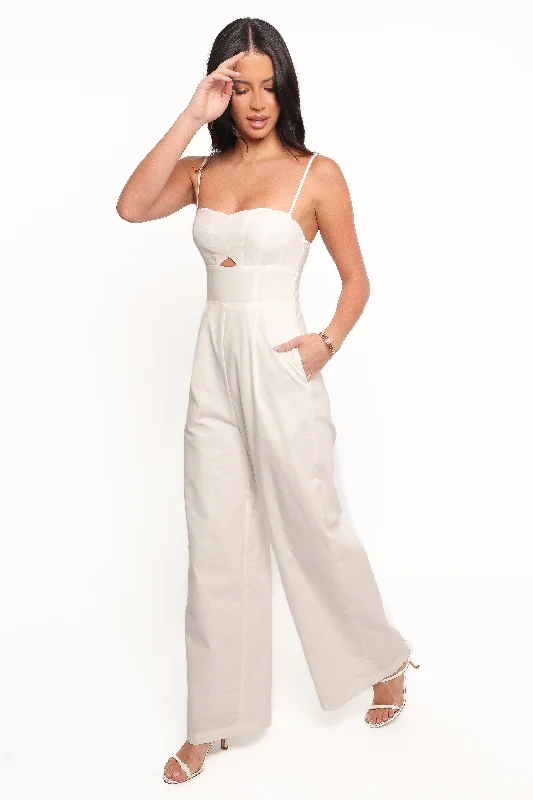 Women's Wardrobe Apparel Evening Elegance Metra Scalloped Jumpsuit - White