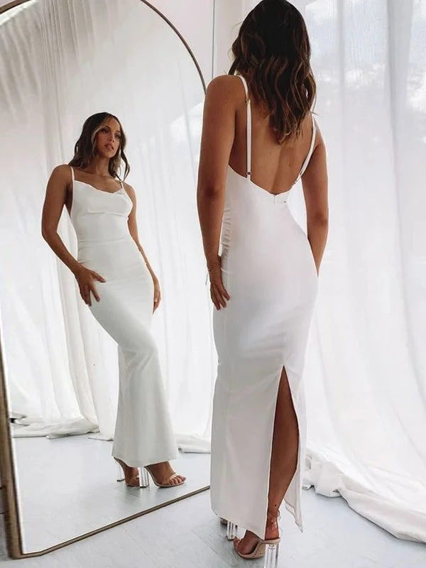 Women's Clothes For Work New Styles Just In Sheath/Column Spaghetti Straps Stretch Crepe Ruched Sleeveless Floor-Length Dresses Women's Clothes For Work New Styles Just In Sheath/Column Spaghetti Straps Stretch Crepe Ruched Sleeveless Floor-Length Dresses