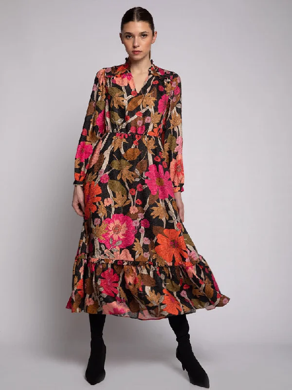 Women's Everyday Apparel Summer Splash Sale Vilagallo Theresa Dress Floral Coral Camel Print Women's Everyday Apparel Summer Splash Sale Vilagallo Theresa Dress Floral Coral Camel Print