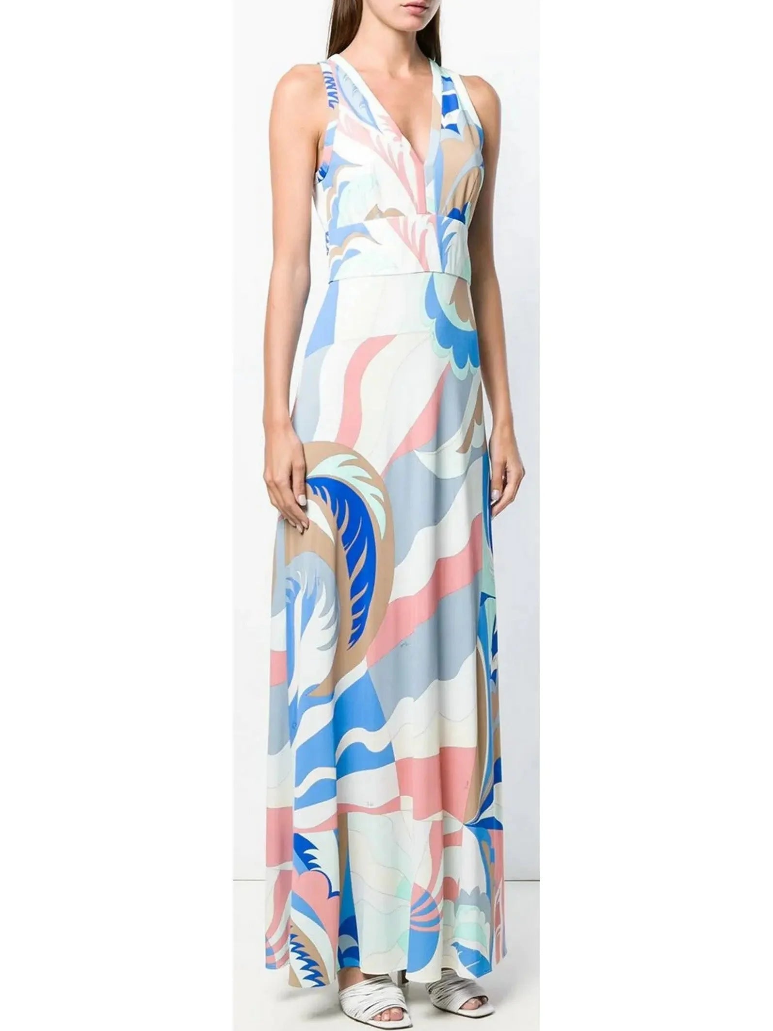 Women's Comfortable Lounge Outfit Limited Time Deal Printed Silk-Blend Maxi Dress