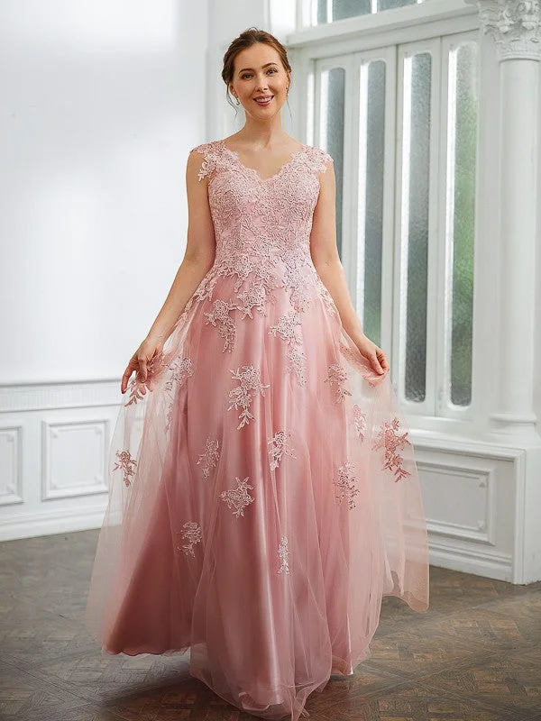 Women's Casual Wear Clothes Limited Time Offer A-Line/Princess Tulle Applique V-neck Sleeveless Floor-Length Dresses Women's Casual Wear Clothes Limited Time Offer A-Line/Princess Tulle Applique V-neck Sleeveless Floor-Length Dresses