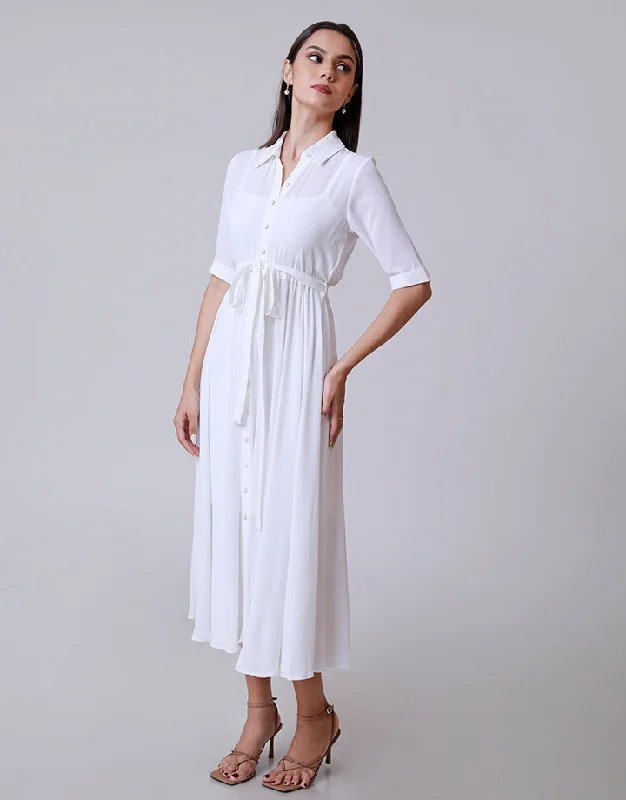 Women's Plus-Size Clothes Discounts On Casual Weekend Styles White Button Down Flared Maxi Dress Women's Plus-Size Clothes Discounts On Casual Weekend Styles White Button Down Flared Maxi Dress