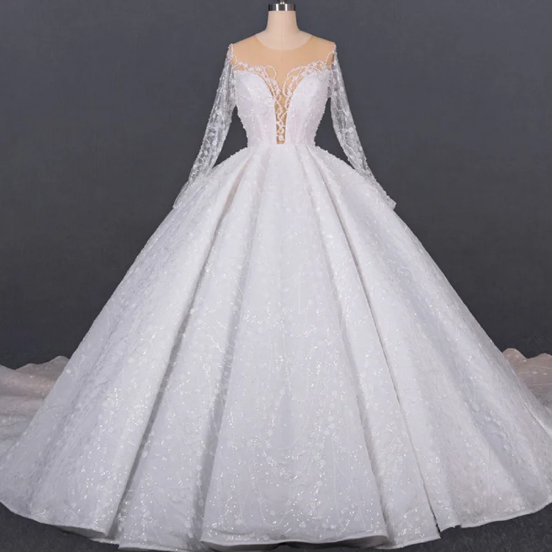 Women's Travel Garments Day-To-Night Styles Gorgeous Long Sleeve Ballgown Wedding Dress with Plunging Women's Travel Garments Day-To-Night Styles Gorgeous Long Sleeve Ballgown Wedding Dress with Plunging