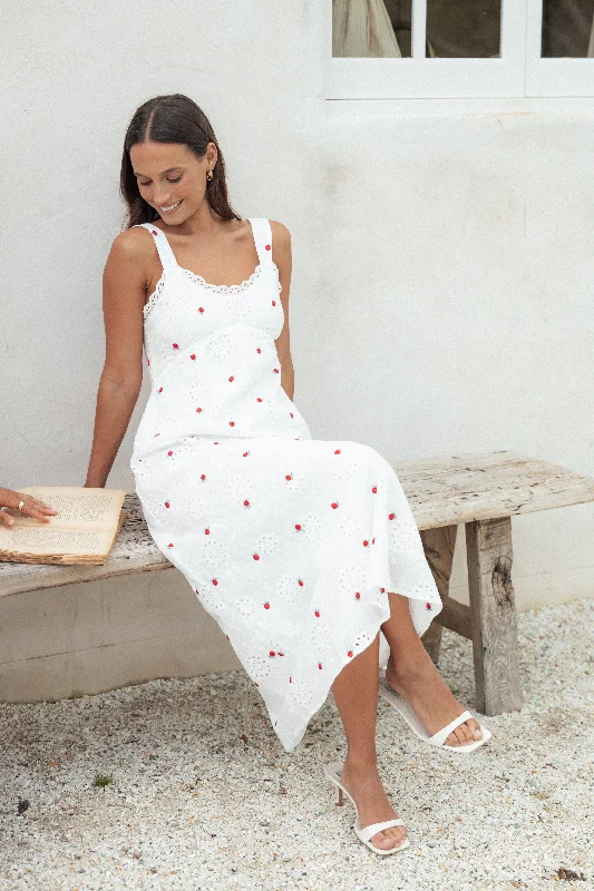 Women's Comfortable Apparel Unbeatable Prices Salli Midi Dress - White/Red