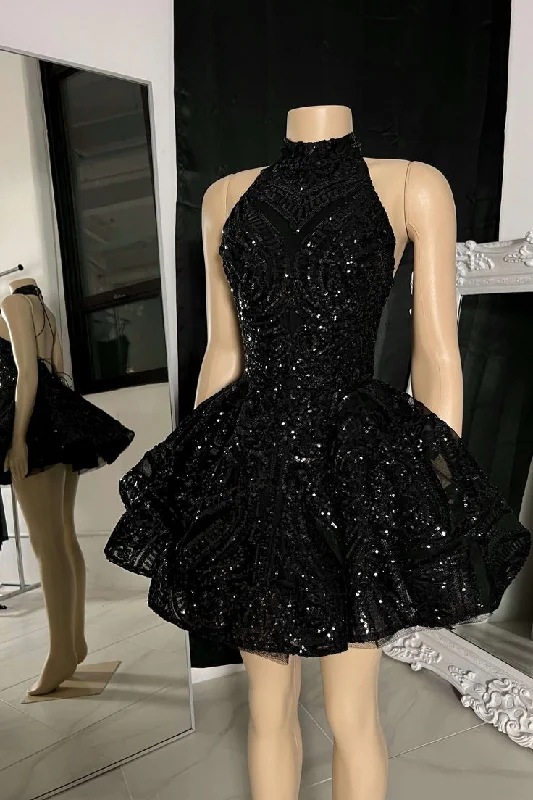 Modern Women's Outfit Grab Romantic Date - Night Styles Now Charming High-neck Sleeveless MIni Prom Dress With Beading S3294 Modern Women's Outfit Grab Romantic Date - Night Styles Now Charming High-neck Sleeveless MIni Prom Dress With Beading S3294
