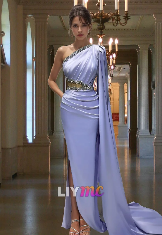 Timeless Women's Clothing Bold Patterns One Shoulder Sleeveless Pleated Side Slit Beaded Sheath Formal Dress Timeless Women's Clothing Bold Patterns One Shoulder Sleeveless Pleated Side Slit Beaded Sheath Formal Dress