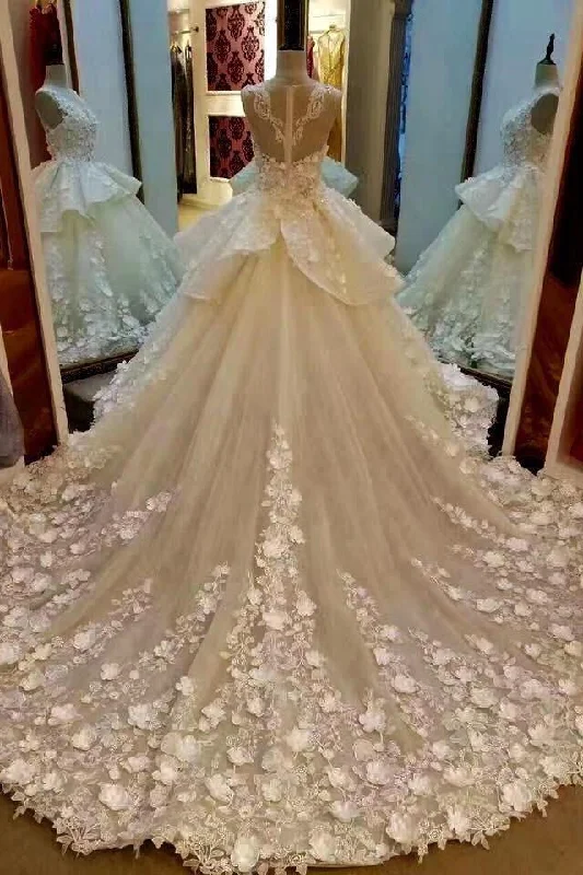 Women's Fashionable Attire For Work Essentials On Sale Lace Appliqued And Flowers Chapel Train Pretty Ball Gown Wedding Dresses Women's Fashionable Attire For Work Essentials On Sale Lace Appliqued And Flowers Chapel Train Pretty Ball Gown Wedding Dresses