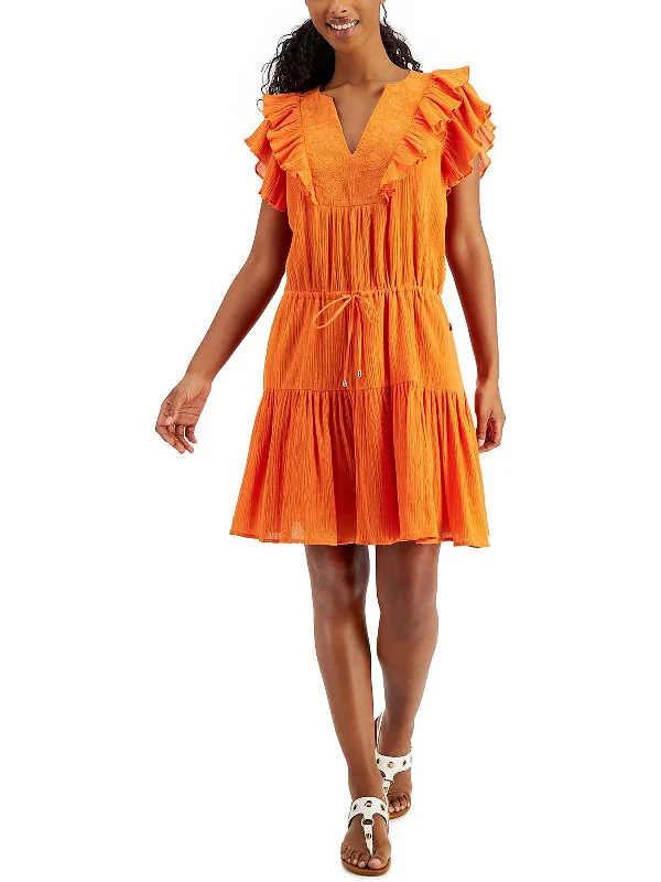 Vintage-Inspired Women's Clothes Comfort Centric Apparel Womens Ruffled Flutter Sleeve Mini Dress Vintage-Inspired Women's Clothes Comfort Centric Apparel Womens Ruffled Flutter Sleeve Mini Dress