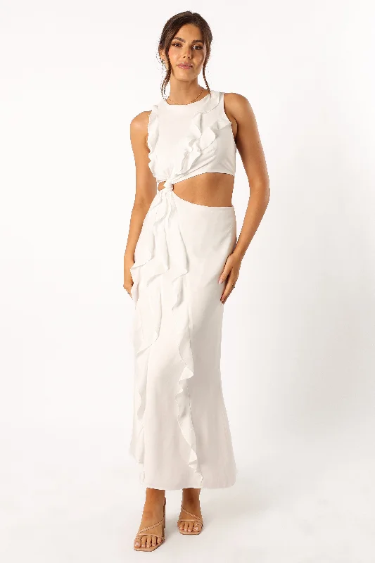 Women's Travel Garments Trend Leading Collection Grea Midi Dress - White