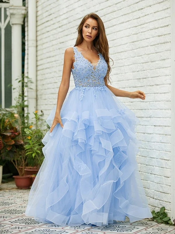 Women's Clothes And Apparel Sets All Season Basics Discount A-Line/Princess Tulle Lace V-neck Sleeveless Floor-Length Dresses Women's Clothes And Apparel Sets All Season Basics Discount A-Line/Princess Tulle Lace V-neck Sleeveless Floor-Length Dresses