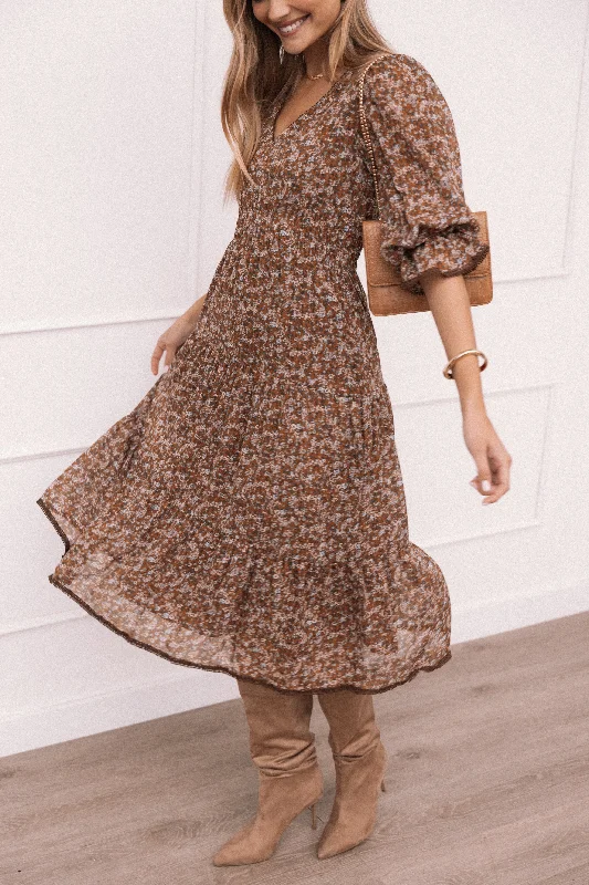 Women's Everyday Garments Limited Time Deal Simone Midi Dress - Camel