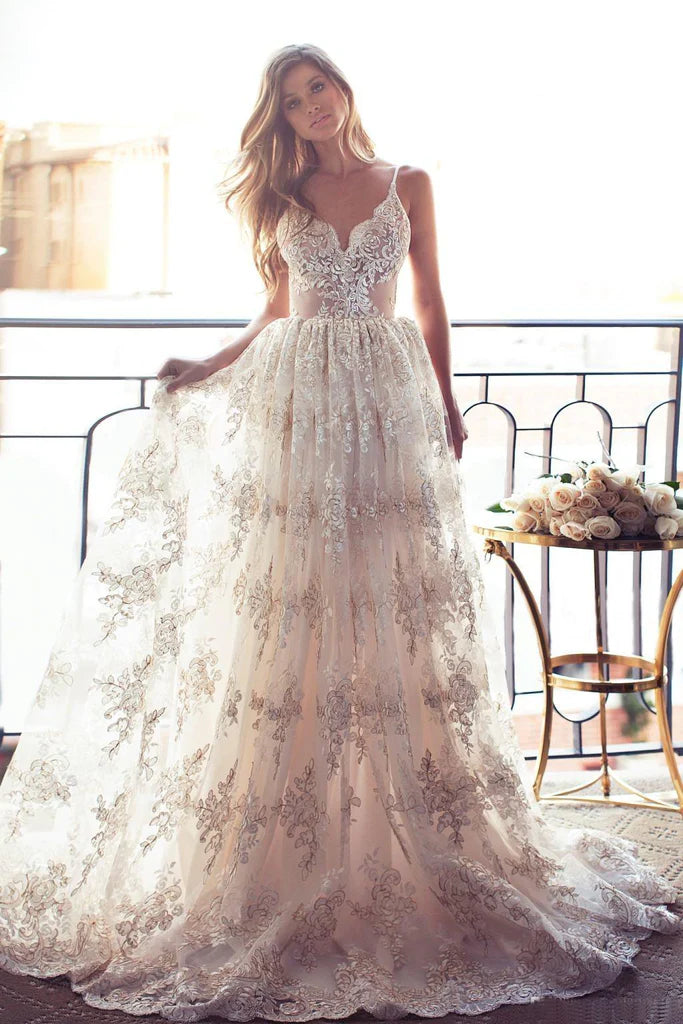 Women's Timeless Attire Limited Time Special Offer Lace A Line Sexy Spaghetti Straps Backless Beach Vintage Illusion Wedding Dresses Women's Timeless Attire Limited Time Special Offer Lace A Line Sexy Spaghetti Straps Backless Beach Vintage Illusion Wedding Dresses