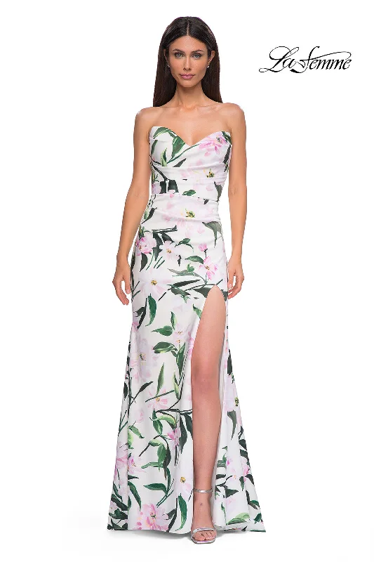 Women's Clothing For Holiday Travel Special Offer For You LaFemme 32752 Strapless Floral Print Jersey Gown Women's Clothing For Holiday Travel Special Offer For You LaFemme 32752 Strapless Floral Print Jersey Gown
