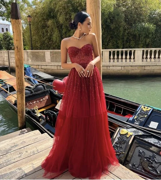 Women's Evening Clothing Modern Glamour A-line Sleeveless Prom Dress with Beading S5095 Women's Evening Clothing Modern Glamour A-line Sleeveless Prom Dress with Beading S5095