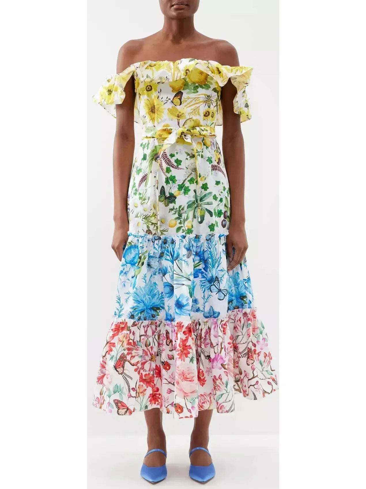 Casual Apparel For Women Everyday Glamour Cannes Off-The-Shoulder Multicolor Maxi Dress Casual Apparel For Women Everyday Glamour Cannes Off-The-Shoulder Multicolor Maxi Dress