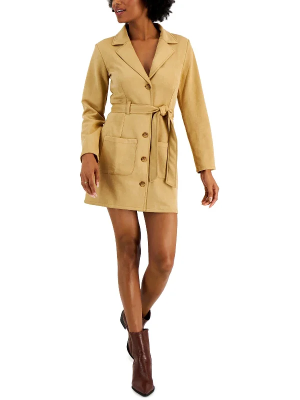 Women's Functional Apparel For Outdoor Activities Fashion For Every Occasion Juniors Womens Faux Suede Short Mini Dress Women's Functional Apparel For Outdoor Activities Fashion For Every Occasion Juniors Womens Faux Suede Short Mini Dress