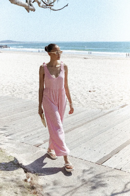 Women's Functional Outdoor Garments Hot Styles Ayla Linen Jumpsuit - Pale Pink