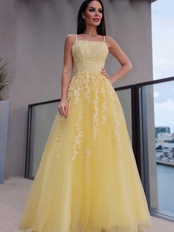 Modern Women's Apparel Exquisite Women's Wear Sale A-Line/Princess Spaghetti Straps Applique Sleeveless Tulle Floor-Length Dresses Modern Women's Apparel Exquisite Women's Wear Sale A-Line/Princess Spaghetti Straps Applique Sleeveless Tulle Floor-Length Dresses