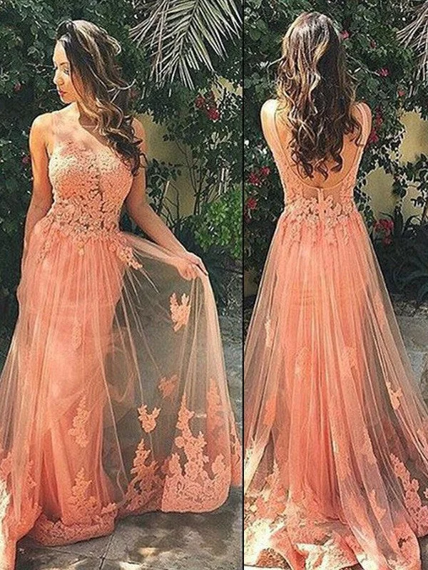 Women's Comfortable Apparel Discount Extravaganza A-Line/Princess Straps Sleeveless Tulle Sweep/Brush Train Applique Dresses Women's Comfortable Apparel Discount Extravaganza A-Line/Princess Straps Sleeveless Tulle Sweep/Brush Train Applique Dresses