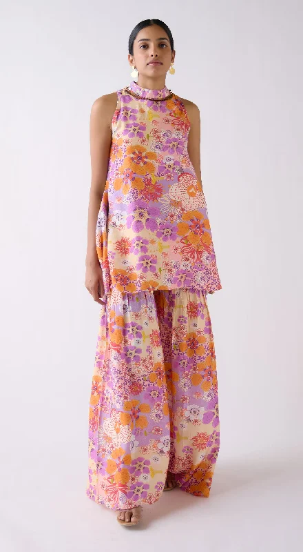 Chic Women's Attire Sleek Design Lilac Muslin Floral Co-ord Set