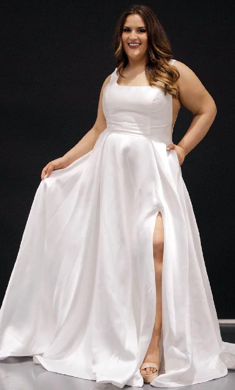 Women's Clothes For Special Occasions Charming Silhouette Sydney's Closet Bridal SC5293 - Square Neck Satin Minimalist Gown Women's Clothes For Special Occasions Charming Silhouette Sydney's Closet Bridal SC5293 - Square Neck Satin Minimalist Gown